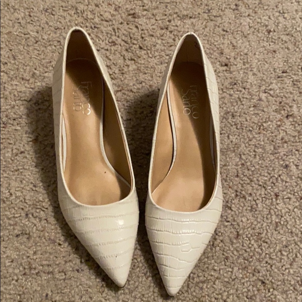 White croc leather Franco Sarto Romi pumps